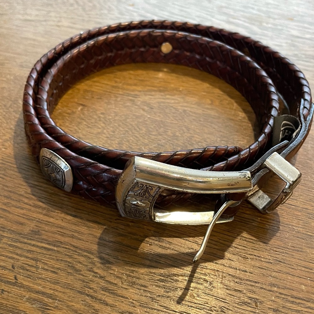 Brighton Brown Woven Braided Leather Concho Belt Size Medium Large 32
